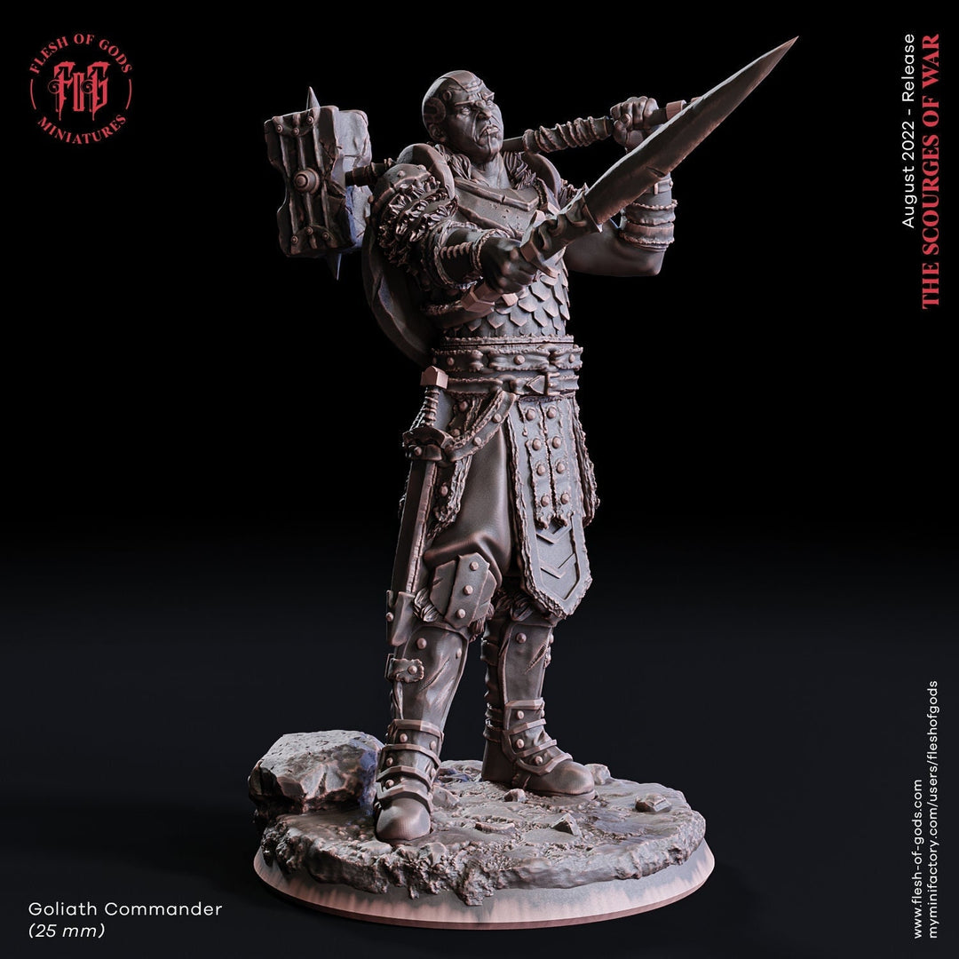Fighter Battle Master in Armor Sword and Hammer | Dungeons and Dragons | 28mm, 32mm,75mm Scales |Pathfinder |Unpainted Figure| Flesh of Gods