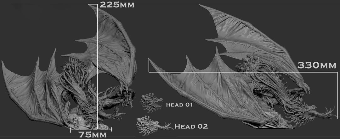 Elder Brain Dragon | Young, Mature &amp; Ancient Sizes 225mm High - 330mm Long | Dungeons and Dragons 5e | Dragon Mindflayer Monster Figure