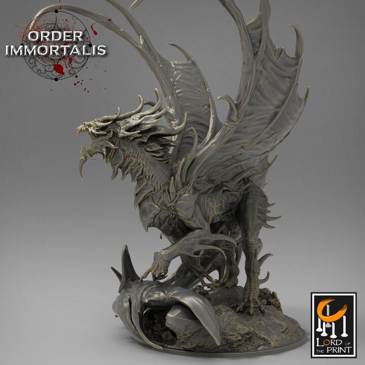 Blood Dragon Miniature | Available in Mature &amp; Ancient sizes 180mm High |Dragon Statue Figurine |Dungeons and Dragons 5e| Lord of the Print
