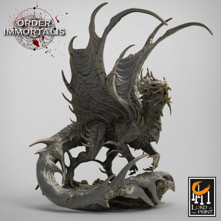 Blood Dragon Miniature | Available in Mature & Ancient sizes 180mm High |Dragon Statue Figurine |Dungeons and Dragons 5e| Lord of the Print