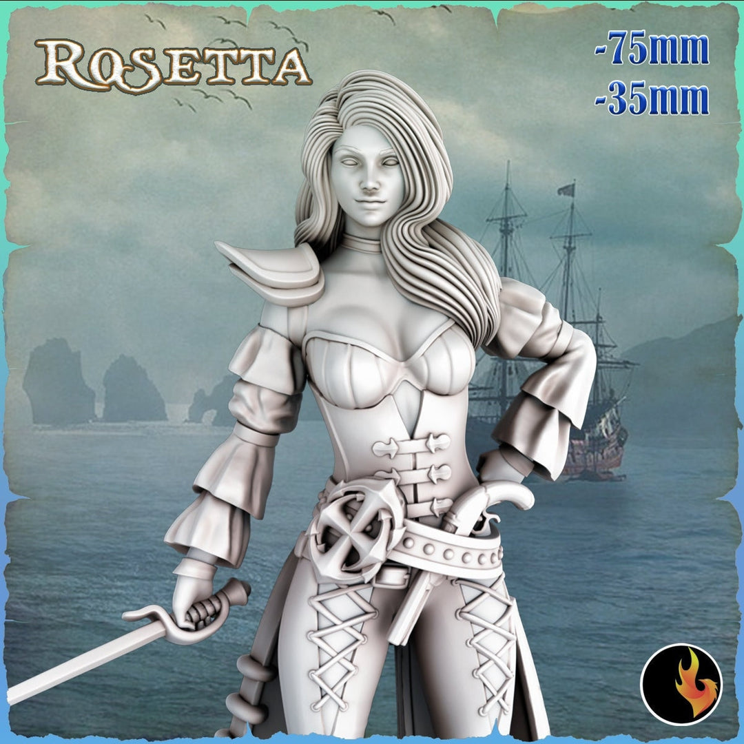 Female Pirate Gunslinger Swashbuckler Fighter Sexy Pinup | 28mm, 32mm, 75mm Scale | Dungeons and Dragons 5e Miniatures | DnD Mini |