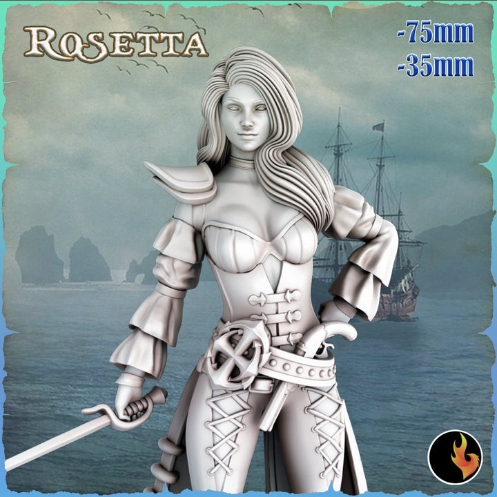 Female Pirate Gunslinger Swashbuckler Fighter Sexy Pinup | 28mm, 32mm, 75mm Scale | Dungeons and Dragons 5e Miniatures | DnD Mini |