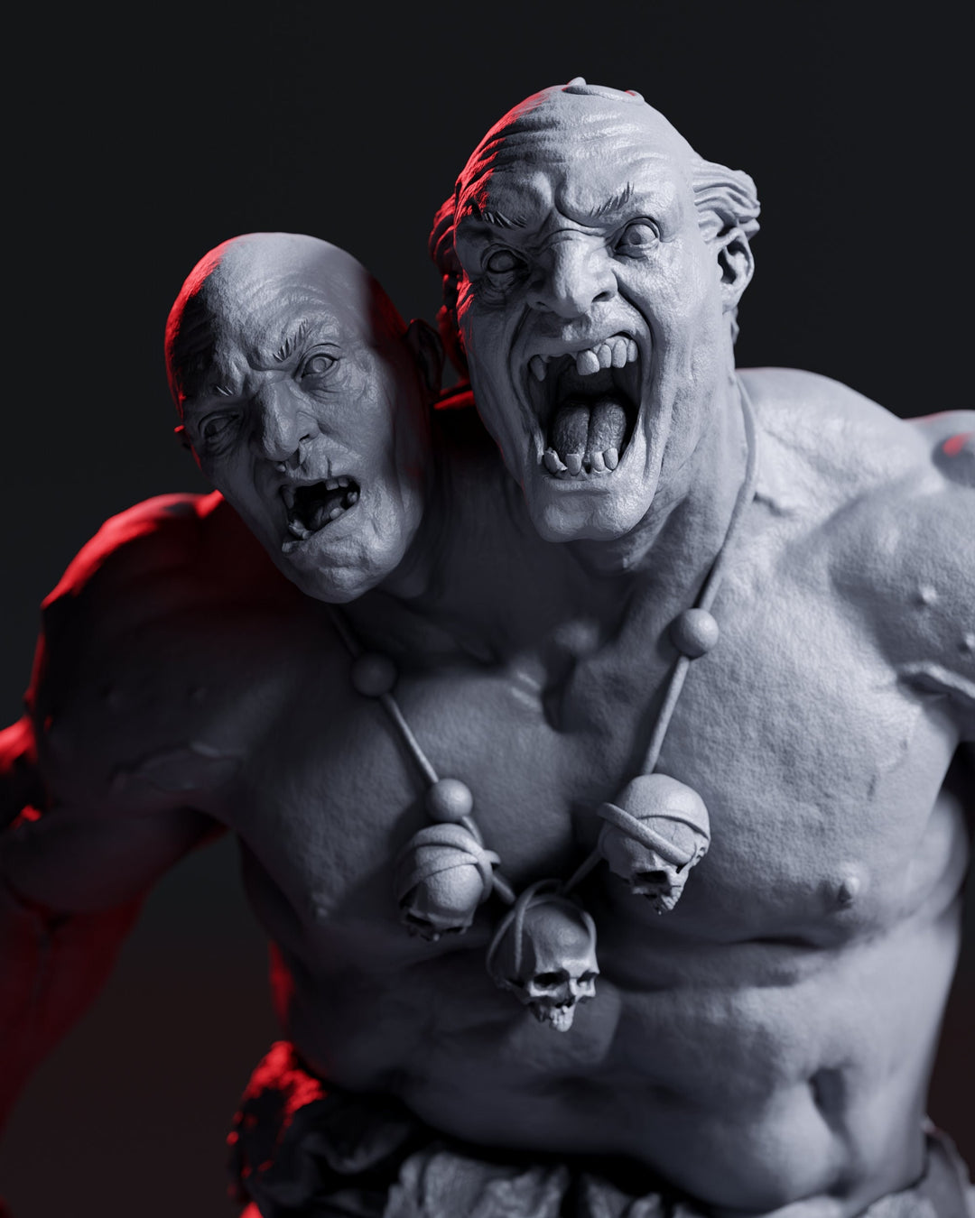 Ettin Giant with Club Weapon | 28mm &amp; 32mm Scale | 97mm Tall | Dungeons and Dragons | Pathfinder Oger | Flesh of Gods| Tabletop RPG |