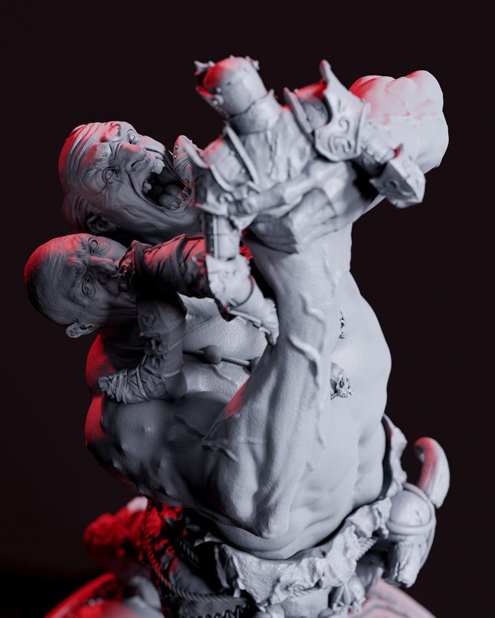 Ettin Giant fighting Paladin Fighter | 28mm &amp; 32mm Scale | 97mm Tall | Dungeons and Dragons | Pathfinder Oger | Flesh of Gods| Tabletop RPG|