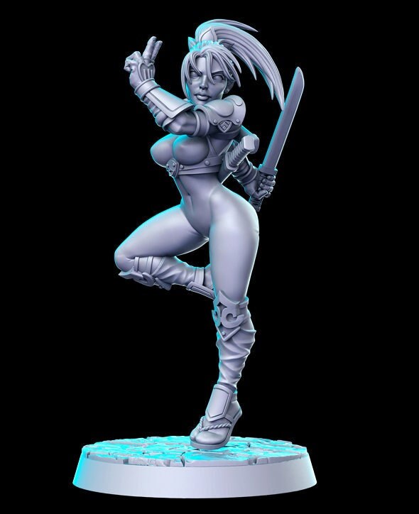 Sexy Pinup Female Monk Classic Video Game |28mm,32mm,54mm,75mm,100mm Scales Unpainted resin Figure D&D Tabletop Miniature Gaming |RN Estudio