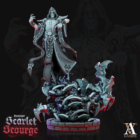 Vampire Count Evil Vermilach | 28mm, 32mm, 75mm Scale | Undead Dungeons and Dragons 5e Miniatures | Pathfinder | Archvillain games