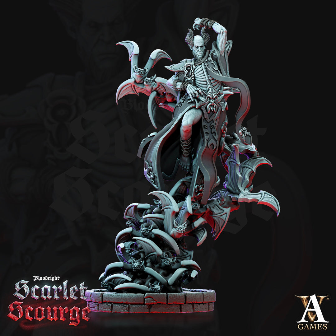 Vampire Count Evil Vermilach | 28mm, 32mm, 75mm Scale | Undead Dungeons and Dragons 5e Miniatures | Pathfinder | Archvillain games