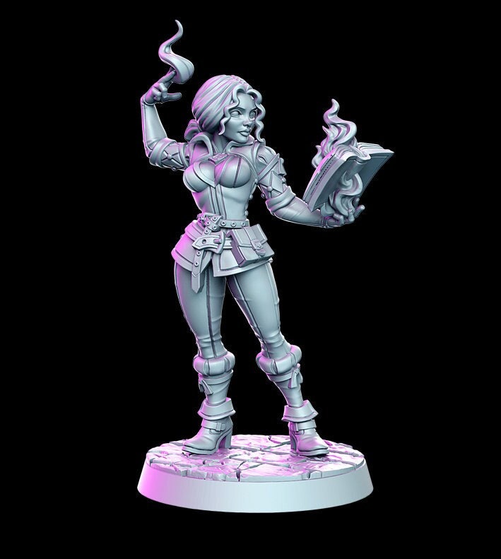 Female Wizard Sexy Pinup | 28mm Scale | 32mm Scale | 75mm Scale - Player Character Mini - Minis - D&D 5e - Pathfinder Sexy Figurine