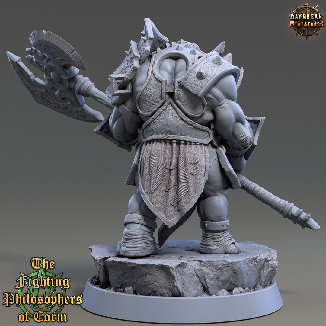 Rhinokin, Rhino-folk Warrior Scales: 28mm, 32mm,54mm,75mm | D&amp;D 5e Megaboss | Dungeons and Dragons | Pathfinder | Daybreak Miniatures
