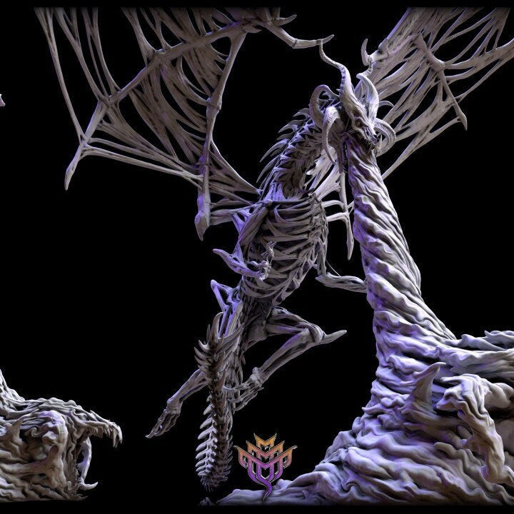 DracoLich Flying Breath Weapon Dragon |Mature &amp; Ancient sizes 180mm High, 100mm Base | Dragon Statue | Figurine | Dungeons and Dragons 5e