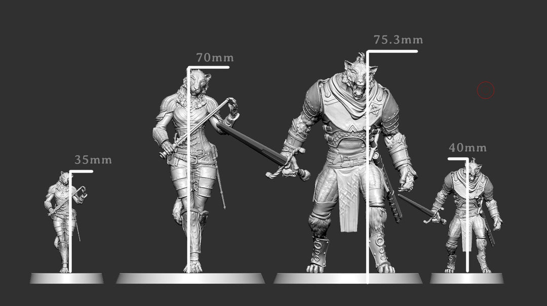 Female Tabaxi Fighter, Druid, Wizard, Cleric- Werepanther, Werecat, Catfolk | 28mm,32mm,54mm,75mm, 100mm Scale|D&amp;D | Pathfinder |
