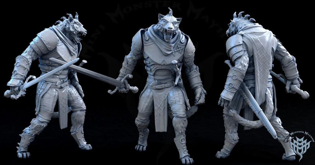 Male Tabaxi Fighter, Rogue, Cleric- Werepanther, Werecat, Catfolk | 28mm, 32mm, 54mm,75mm,100mm Scale | Dungeons and Dragons | Pathfinder |
