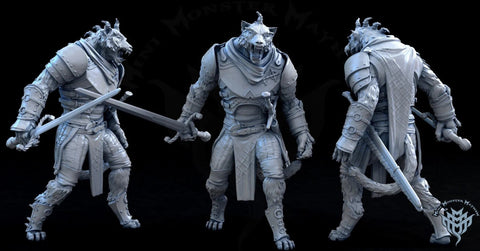 Male Tabaxi Fighter, Rogue, Cleric- Werepanther, Werecat, Catfolk | 28mm, 32mm, 54mm,75mm,100mm Scale | Dungeons and Dragons | Pathfinder |