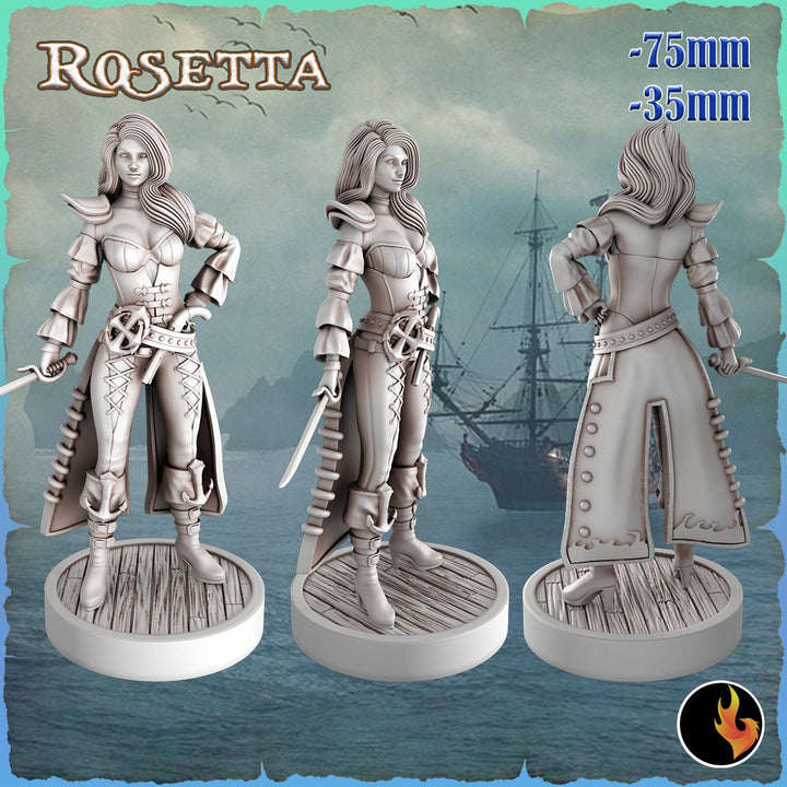 Female Pirate Gunslinger Swashbuckler Fighter Sexy Pinup | 28mm, 32mm, 75mm Scale | Dungeons and Dragons 5e Miniatures | DnD Mini |