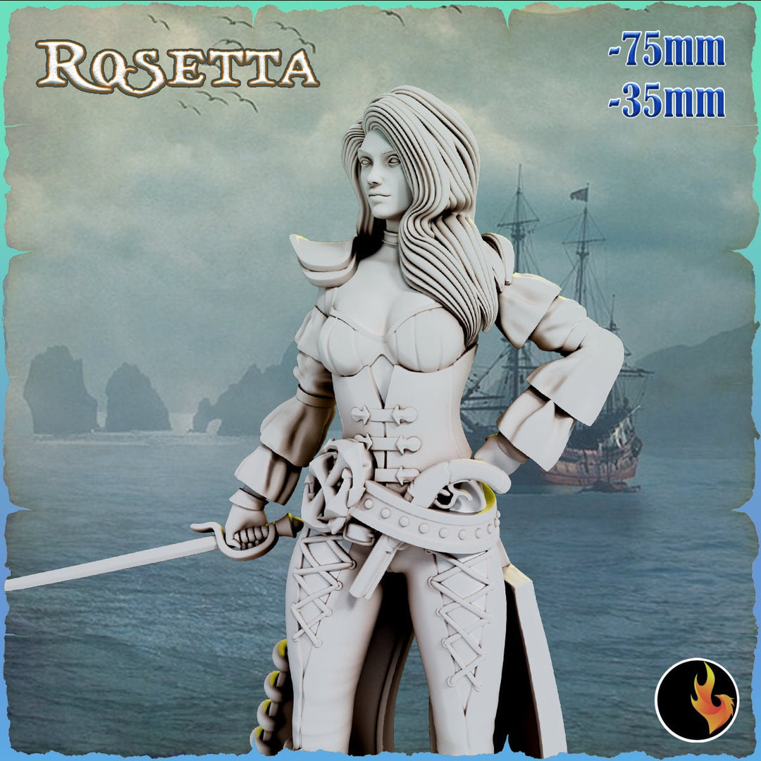 Female Pirate Gunslinger Swashbuckler Fighter Sexy Pinup | 28mm, 32mm, 75mm Scale | Dungeons and Dragons 5e Miniatures | DnD Mini |