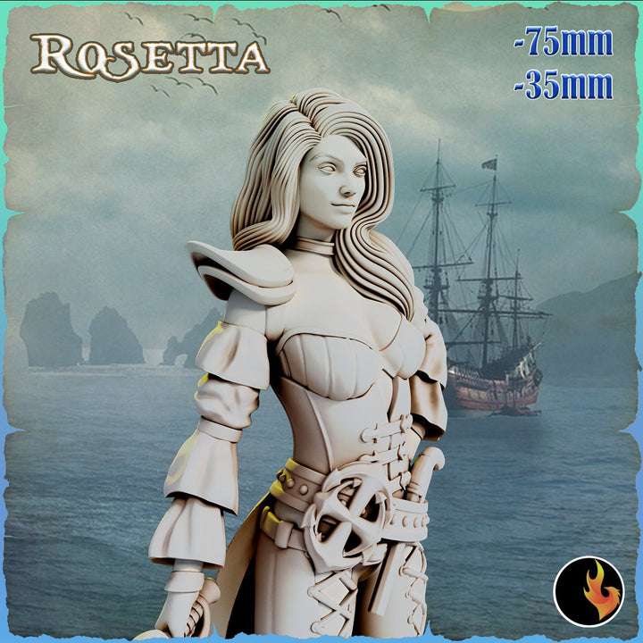 Female Pirate Gunslinger Swashbuckler Fighter Sexy Pinup | 28mm, 32mm, 75mm Scale | Dungeons and Dragons 5e Miniatures | DnD Mini |