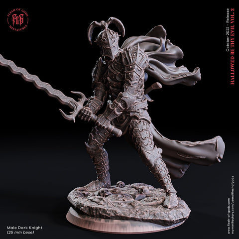 Oathbreaker Paladin Chaos Dark Knight Unpainted Miniature | 28mm, 32mm Scales | Dungeons and Dragons | Pathfinder | Flesh of Gods