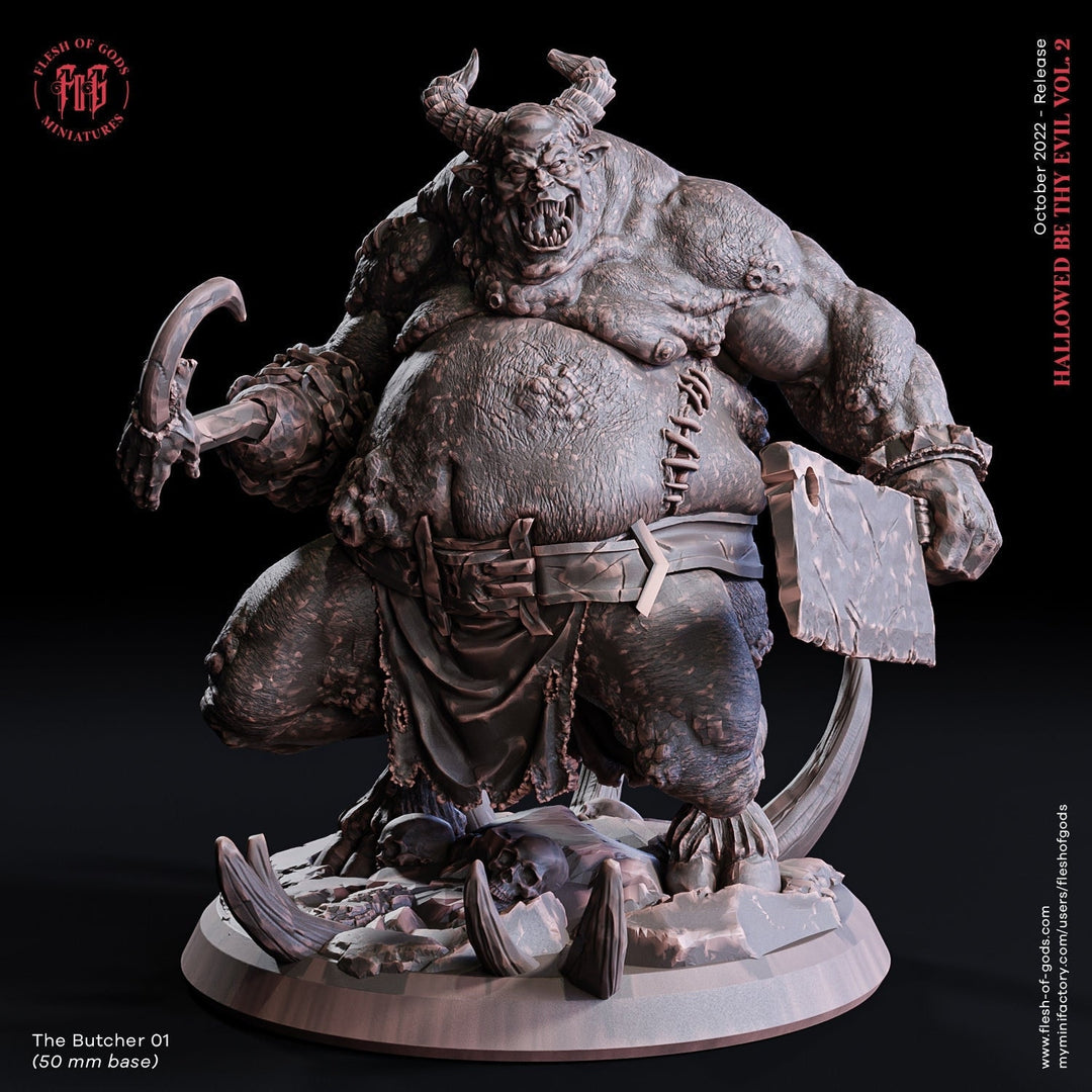 The Butcher Demon | 28mm Scale | 32mm Scale | 75mm Scale - Boss Monster Mini - Minis - D&D 5e - Pathfinder Figurine | Flesh of Gods