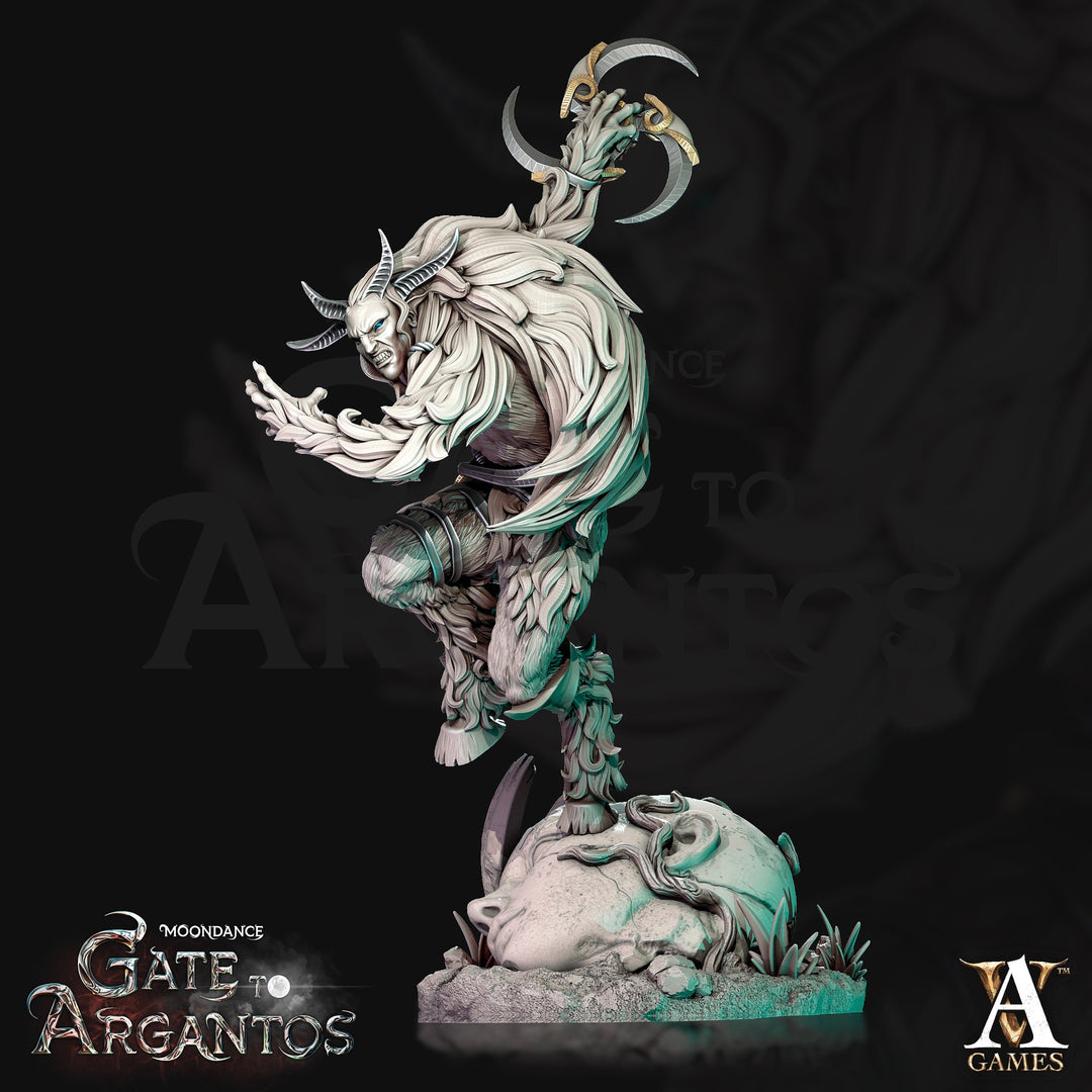 Satyr Warrior Hunter, Goat-Man PC NPC Fey Miniature | 28mm, 32mm, 75mm Scales | Dungeons and Dragons | Pathfinder | Archvillain Games