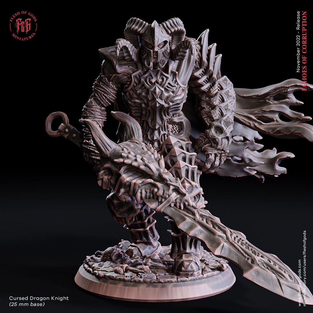 Draconian Oathbreaker Paladin Chaos Knight Unpainted Miniature | 28mm, 32mm, 54mm, 75mm, 100mm Scales | D and D | Pathfinder | Flesh of Gods