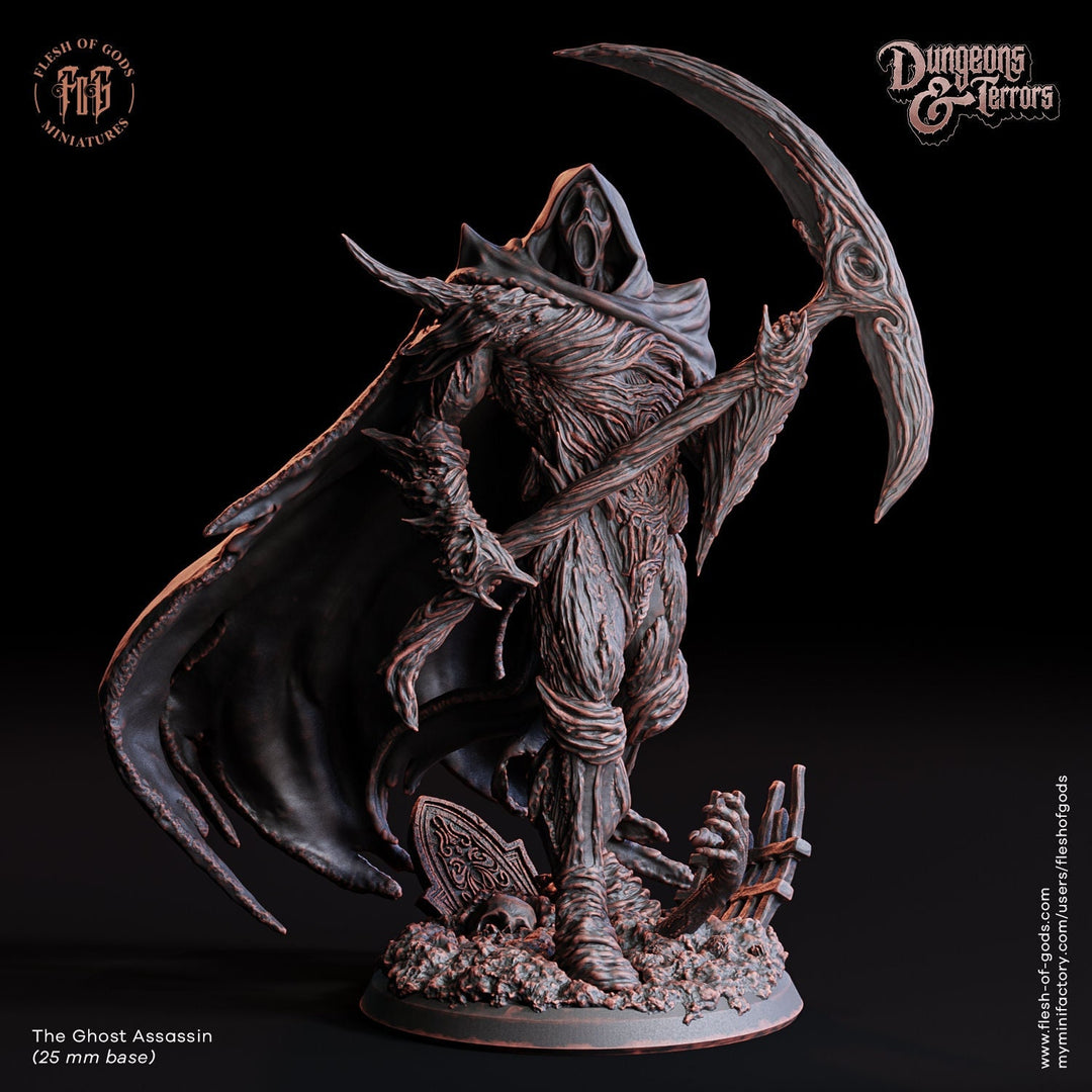 The Ghost Assassin | Undead Ghost, Specter | 28mm, 32mm, 75mm Scale Resin Miniature | D&D 5E | Flesh of Gods | Dungeons and Dragons |