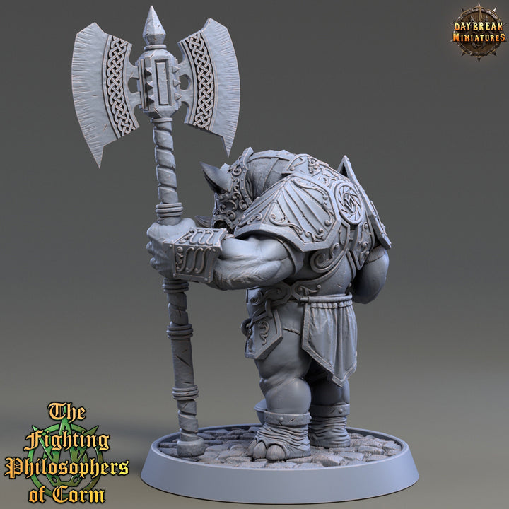 Rhinokin, Rhino-folk Warrior Scales: 28mm, 32mm,54mm,75mm | D&amp;D 5e Megaboss | Dungeons and Dragons | Pathfinder | Daybreak Miniatures