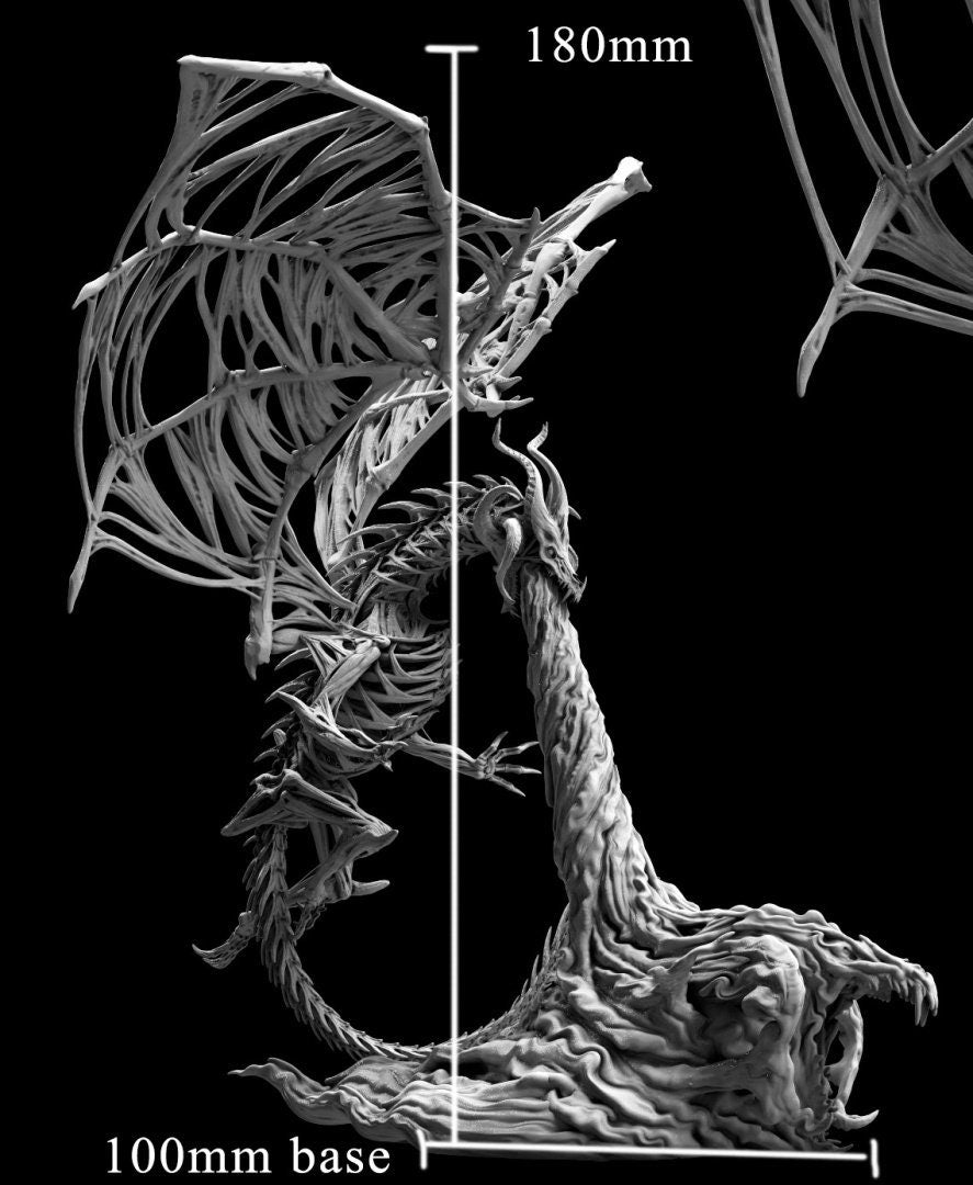 DracoLich Flying Breath Weapon Dragon |Mature &amp; Ancient sizes 180mm High, 100mm Base | Dragon Statue | Figurine | Dungeons and Dragons 5e