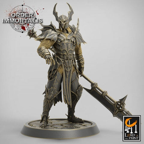 Fighter Halberd Polearm master, Oathbreaker Paladin, Unpainted Miniature | 28mm, 32mm,75mm Scales | Dungeons and Dragons | Pathfinder |