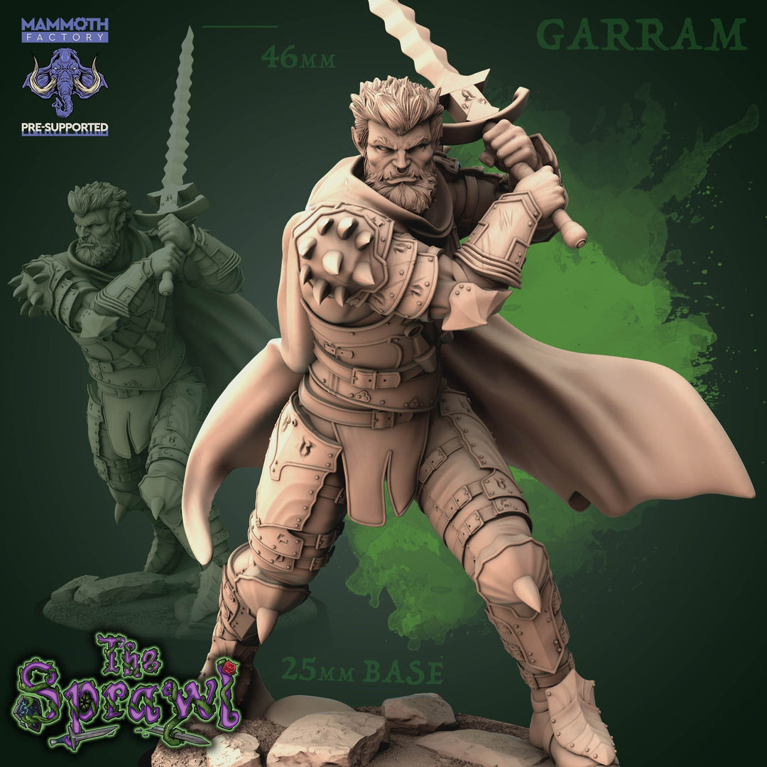 Half-Orc Male Fighter Ranger NPC or PC | 28mm, 32mm, 75mm Scale Resin Miniature |Dungeons and Dragons | Garram | Mammoth Factory