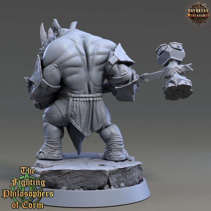 Rhinokin, Rhino-folk Warrior Scales: 28mm, 32mm,54mm,75mm | D&amp;D 5e Megaboss | Dungeons and Dragons | Pathfinder | Daybreak Miniatures