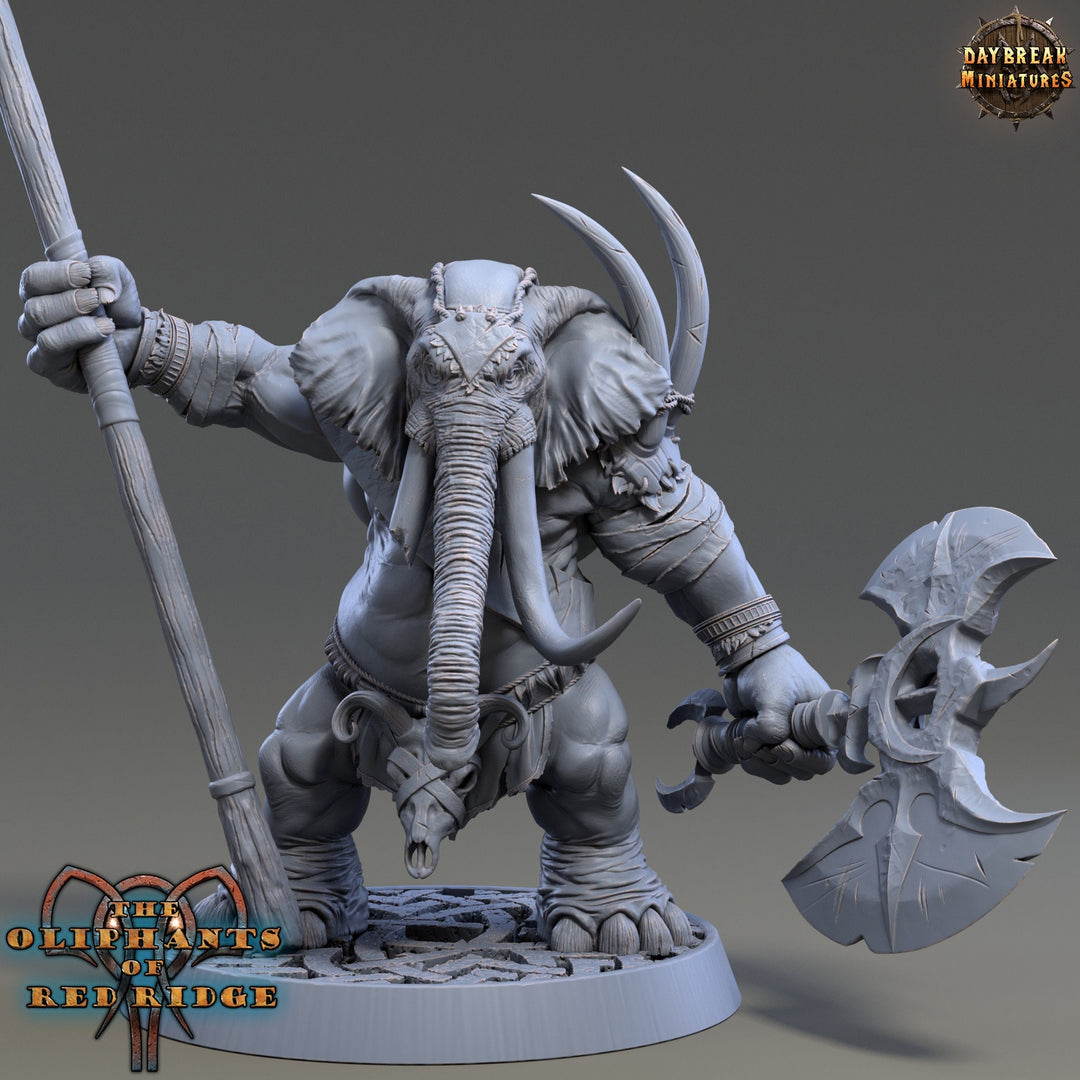 Luxodon Warrior Elephant Race Scales: 28mm, 32mm,54mm,75mm | D&D 5e Megaboss | Dungeons and Dragons | Pathfinder | Daybreak Miniatures
