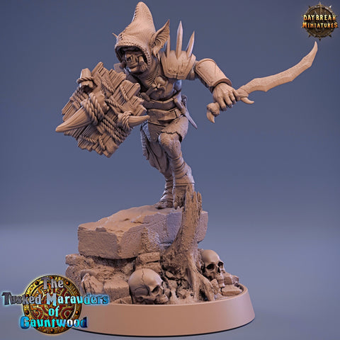 Goblin Sword and Shield Fighter | DnD Miniatures Figures | Dungeons and Dragons | 28mm, 32mm, 75mm scale| Pathfinder | Daybreak Miniatures