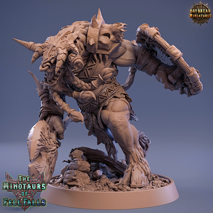 Minotaur Warrior War Chief | Scales: 28mm | 32mm | 75mm | D&amp;D 5e Megaboss Beastmen| Dungeons and Dragons | Pathfinder | Daybreak Miniatures