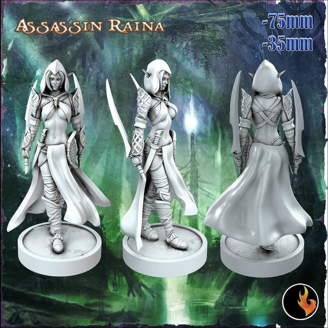 Female Elf Assassin Sexy Pinup | 28mm, 32mm, 75mm Scale | Dungeons and Dragons 5e Miniatures | DnD Mini |