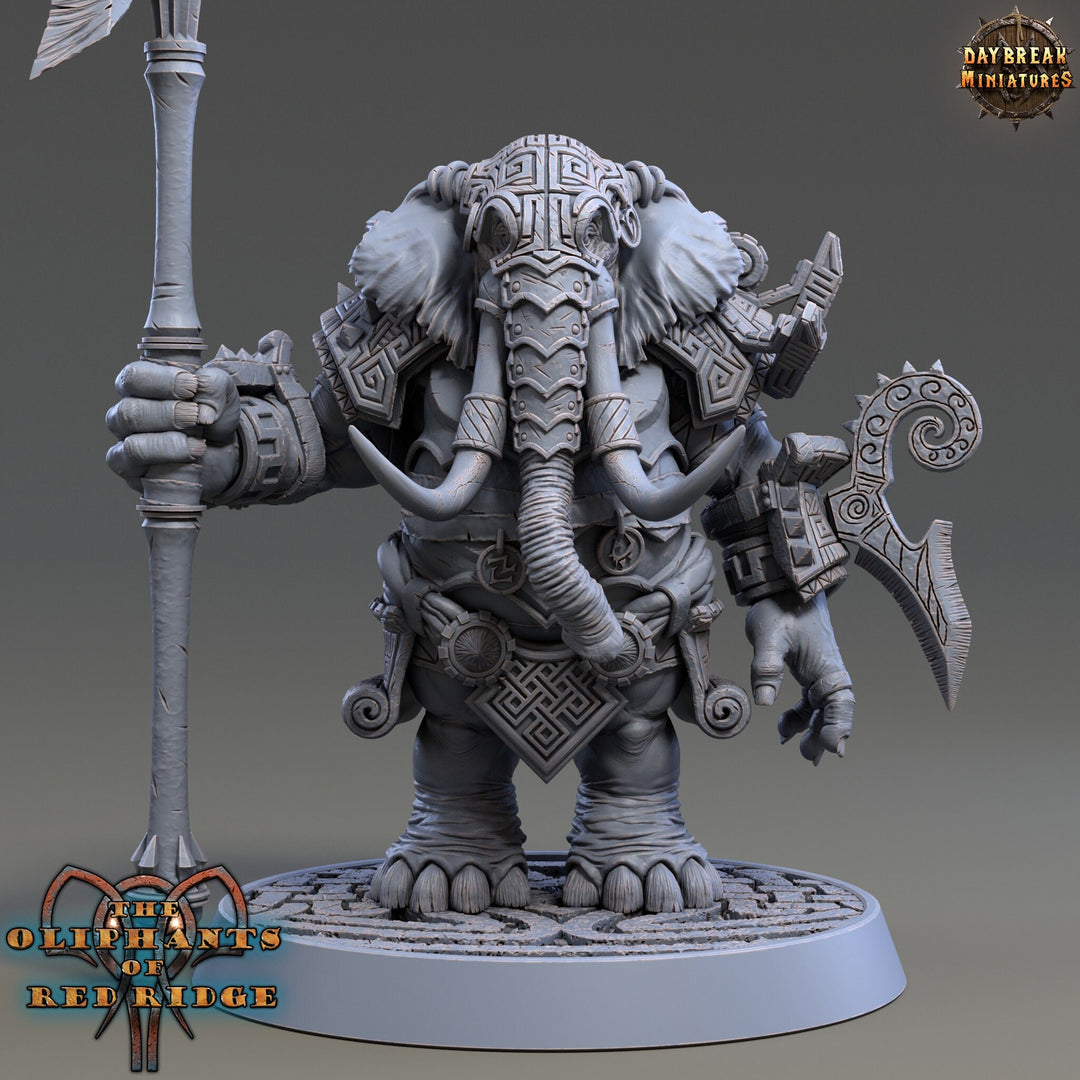 Luxodon Warrior Elephant Race Scales: 28mm, 32mm,54mm,75mm | D&D 5e Megaboss | Dungeons and Dragons | Pathfinder | Daybreak Miniatures