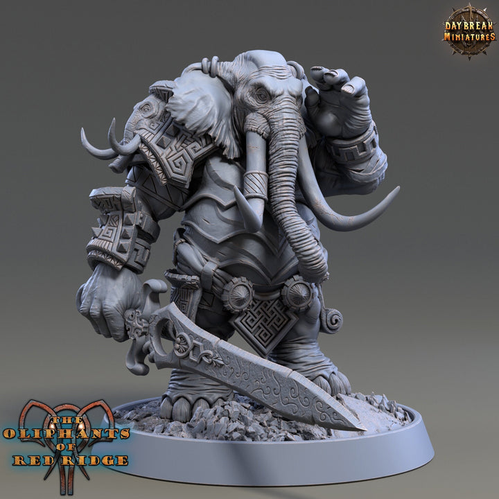 Luxodon Warrior Elephant Race Scales: 28mm, 32mm,54mm,75mm | D&amp;D 5e Megaboss | Dungeons and Dragons | Pathfinder | Daybreak Miniatures