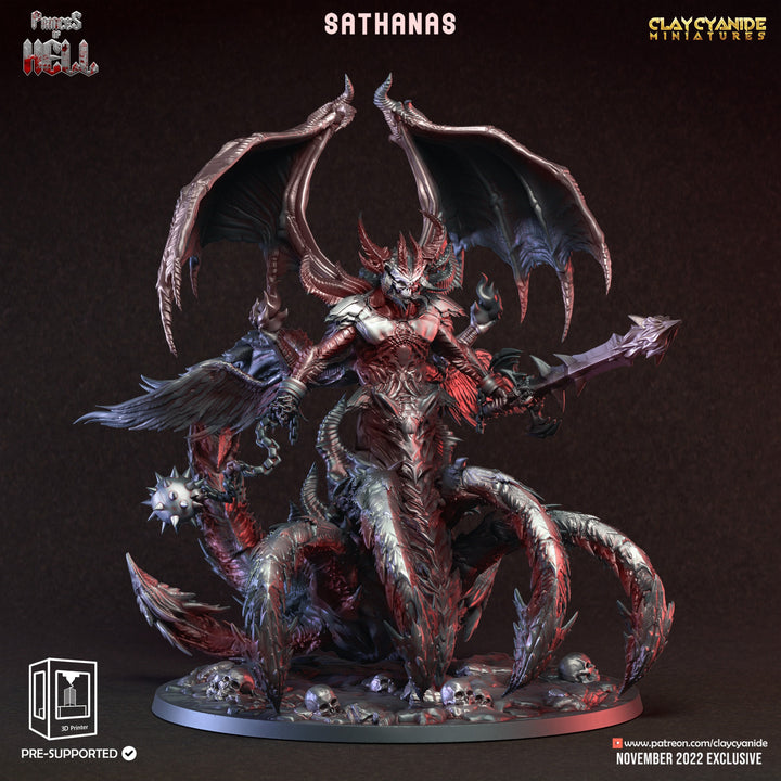 Greater Demon Lord - ArchDevil Resin Miniature|125mm TALL , 60mm, 80mm, 100mm (BASE Sizes) | Nine Hells |Demon | Dungeons and Dragons |