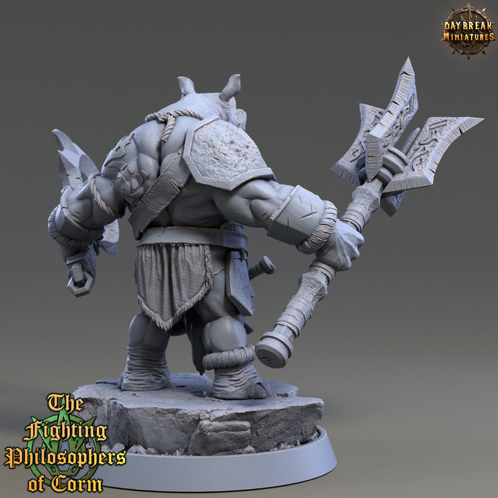 Rhinokin, Rhino-folk Warrior Scales: 28mm, 32mm,54mm,75mm | D&amp;D 5e Megaboss | Dungeons and Dragons | Pathfinder | Daybreak Miniatures
