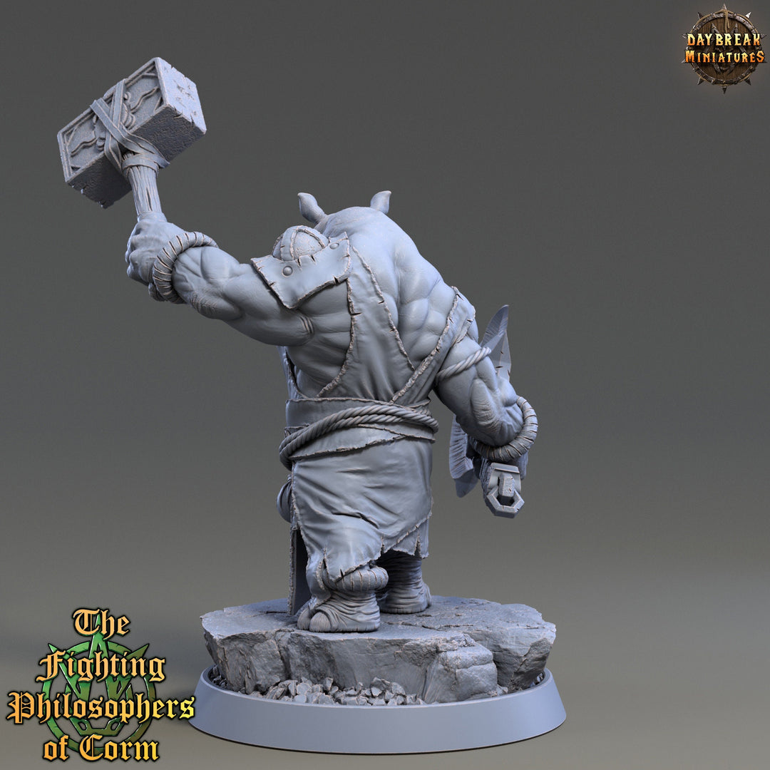 Rhinokin, Rhino-folk Warrior Scales: 28mm, 32mm,54mm,75mm | D&amp;D 5e Megaboss | Dungeons and Dragons | Pathfinder | Daybreak Miniatures