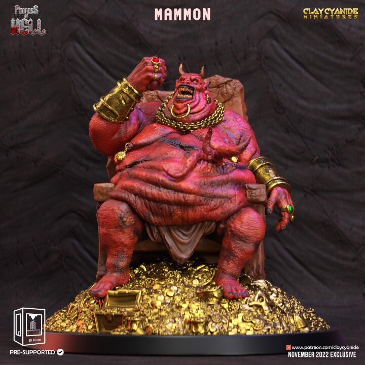 Mammon Demon Prince | 28mm, 32 mm, 75mm Scale | Resin Miniature | Dungeons and Dragons | Pathfinder | D&amp;D 5e | Clay Cyanide