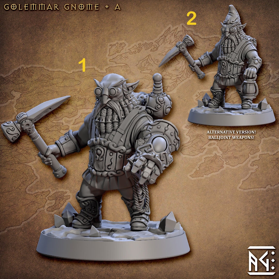 Miner Gnome, Gnome Artificer | 28mm, 32mm, 75mm Scale Resin Miniature | Dungeons and Dragons | Artisan Guild