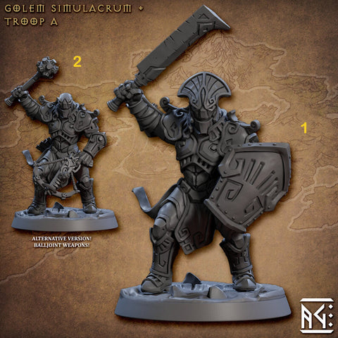 Warforged Paladin, Fighter , Cleric PC NPC | 28mm, 32mm, 75mm Scale Resin Miniature | Dungeons and Dragons | Auron | Artisan Guild