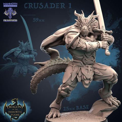 Dragonborn Paladin Sword | 28mm, 32mm, 75mm Scale Resin Miniature | Dungeons and Dragons D&D 5e | Pathfinder | Flesh of Gods