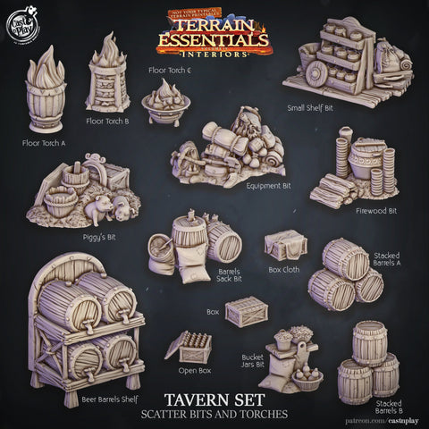 Tavern Scatter Props Terrain | Solid Resin 28mm, 32mm| Dungeons and Dragons 5e Miniature | Pathfinder | RPG Tabletop scatter Terrain | DnD|