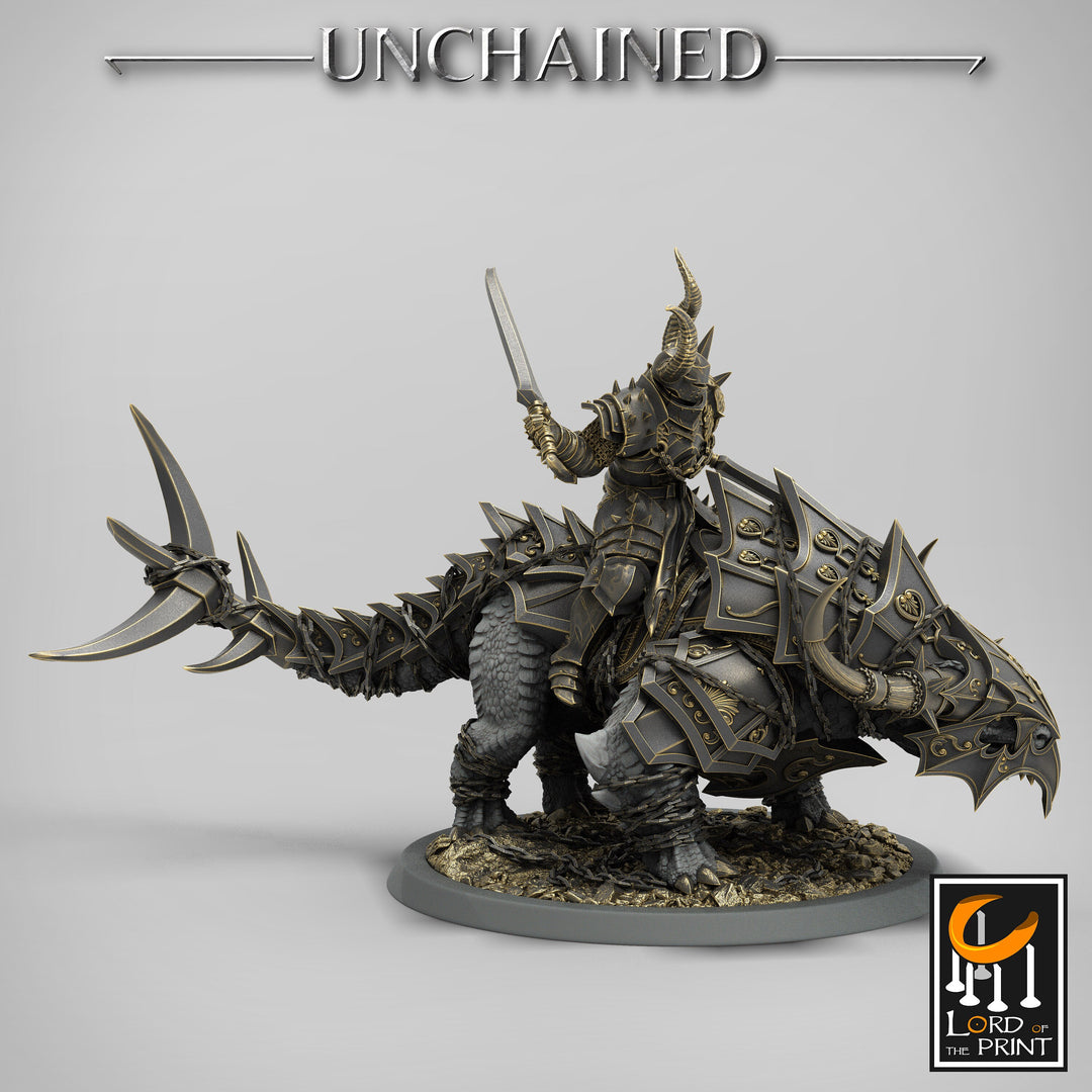 Chaos Knight on Armored Muscular Beast, Oathbreaker Paladin | Dungeons and Dragons 5e | 28mm,32mm,54mm,75mm Scale| Pathfinder |