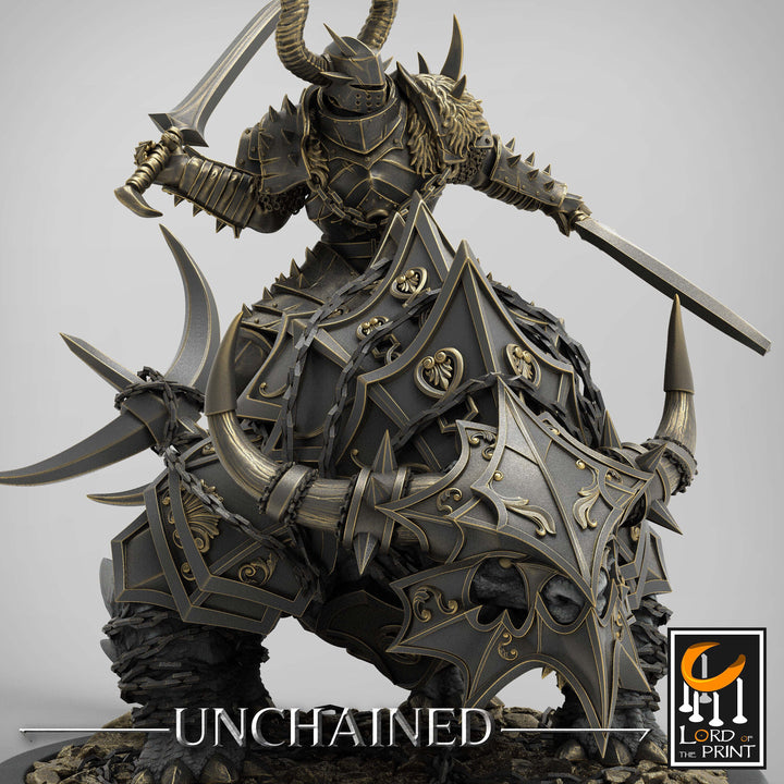 Chaos Knight on Armored Muscular Beast, Oathbreaker Paladin | Dungeons and Dragons 5e | 28mm,32mm,54mm,75mm Scale| Pathfinder |