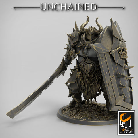 Heavy Chaos Knight Army | Oathbreaker Paladin, Sword and Shield | 28mm, 32mm,75mm Scales, 100mm Tall | Dungeons and Dragons | Pathfinder |