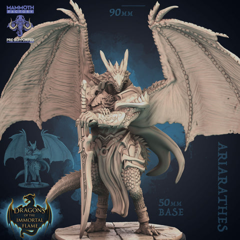 Dragonborn Winged Paladin with Sword | 28mm,32mm,54mm,75mm Scale |Resin Miniature | Dungeons and Dragons D&D 5e | Pathfinder |Flesh of Gods