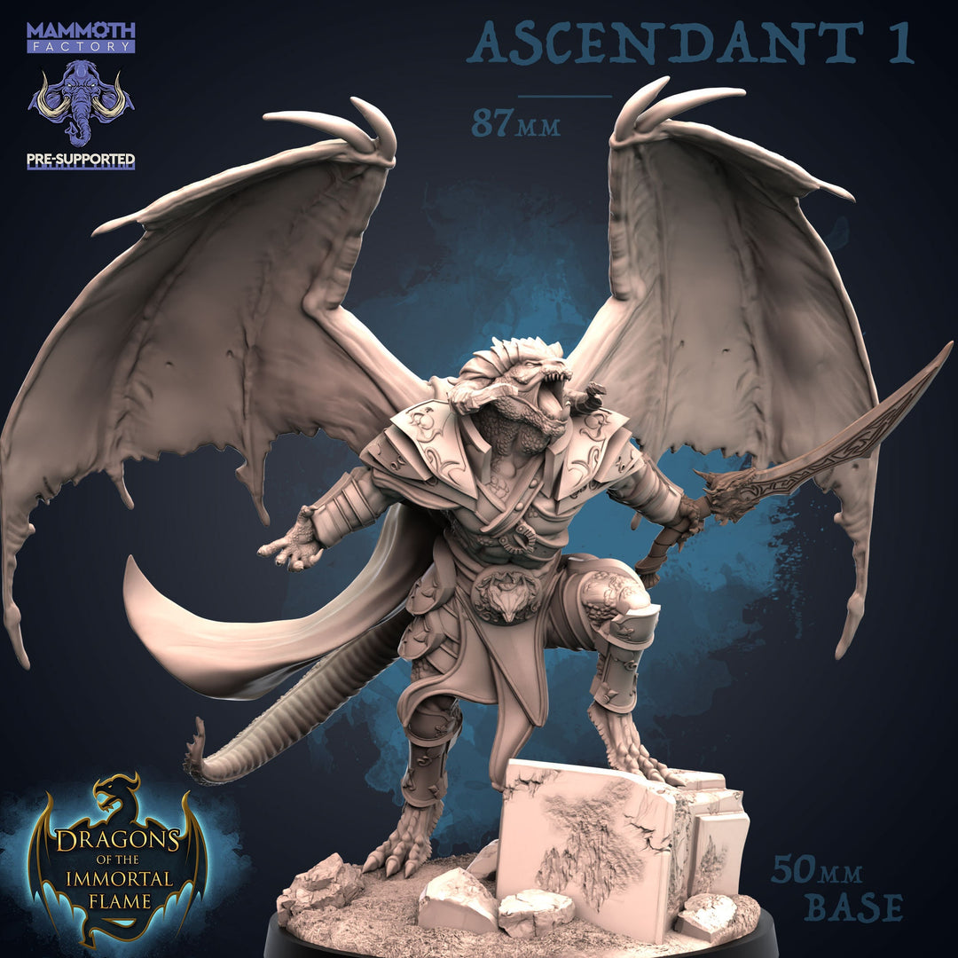 Dragonborn Winged Paladin with Sword | 28mm,32mm,54mm,75mm Scale |Resin Miniature | Dungeons and Dragons D&D 5e | Pathfinder |Flesh of Gods