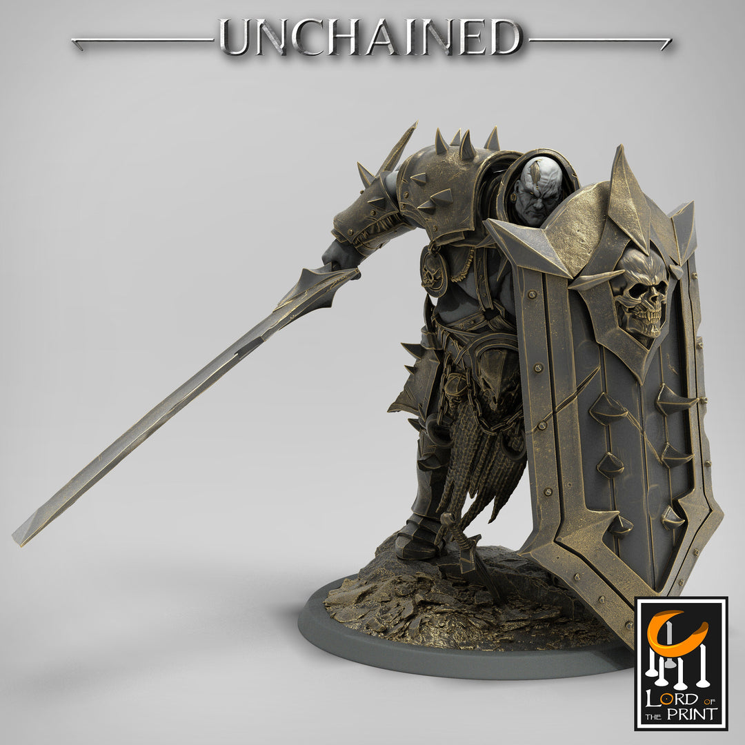 Heavy Chaos Knight Army | Oathbreaker Paladin, Sword and Shield | 28mm, 32mm,75mm Scales, 100mm Tall | Dungeons and Dragons | Pathfinder |